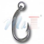 Ringed stainless steel tuna hook 